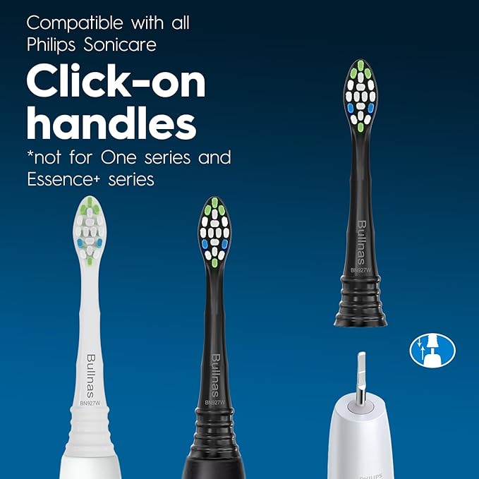 Replacement Toothbrush Heads Compatible with Philips Sonicare ProtectiveClean 4100 5100 5300 6100 Electric Toothbrushes, W Replacement Head for Sonicare, Black/White, 4 Count