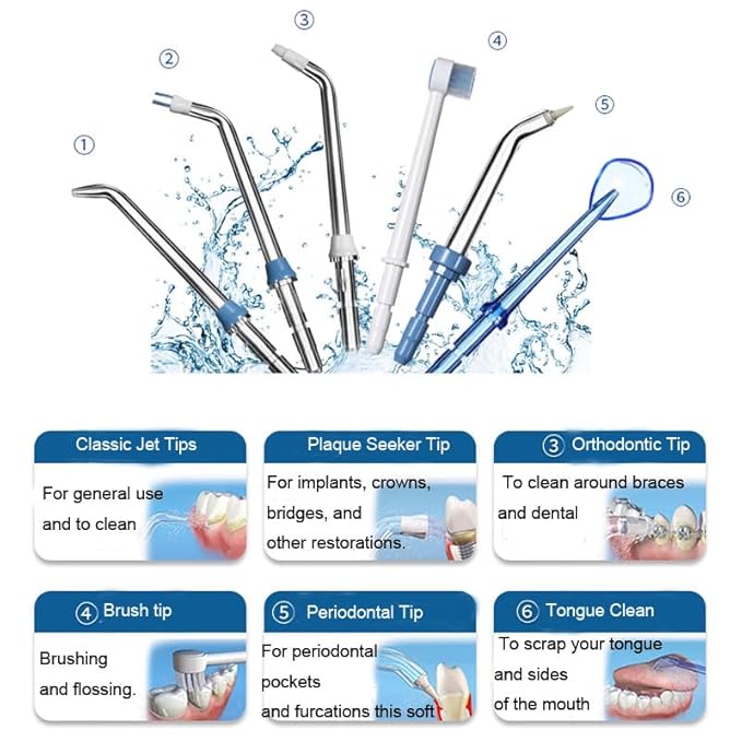 Replacement Heads for Waterpik, Replacement Picks for Water Pik Water Flosser (10 Tips & Storage Case), Water Flosser Replacement Tips for Waterpik WP-663 WP-150 WP-660 WP-580 wp-150w wp667w WP-140