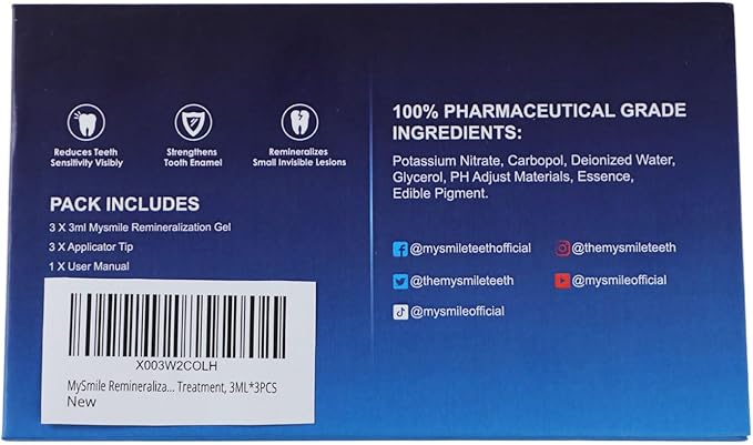 MySmile Remineralization Gel, Remineralizing Gel for Reduce Teeth Sensitivity After Teeth Whitening, Teeth Desensitizing Gel, Strengthen Tooth Enamel, Great for Sensitivity Treatment, 3ML*3PCS