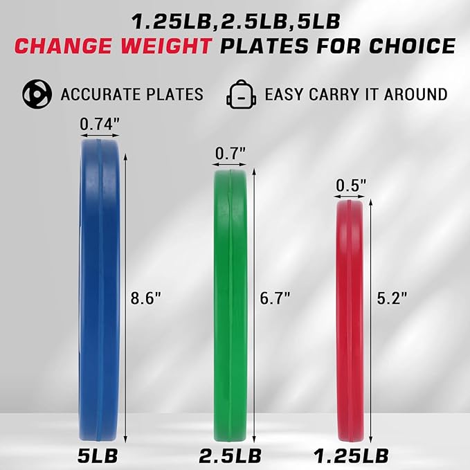 2 in Change Plates 1.25LB Pairs 2.5LB Pairs 5LB Pairs 10LB Pairs 17.5 LB 37.5 LB Set Fractional Weight Plates Set,Bumper plates for Gym Home,Rubber Coating & Steel