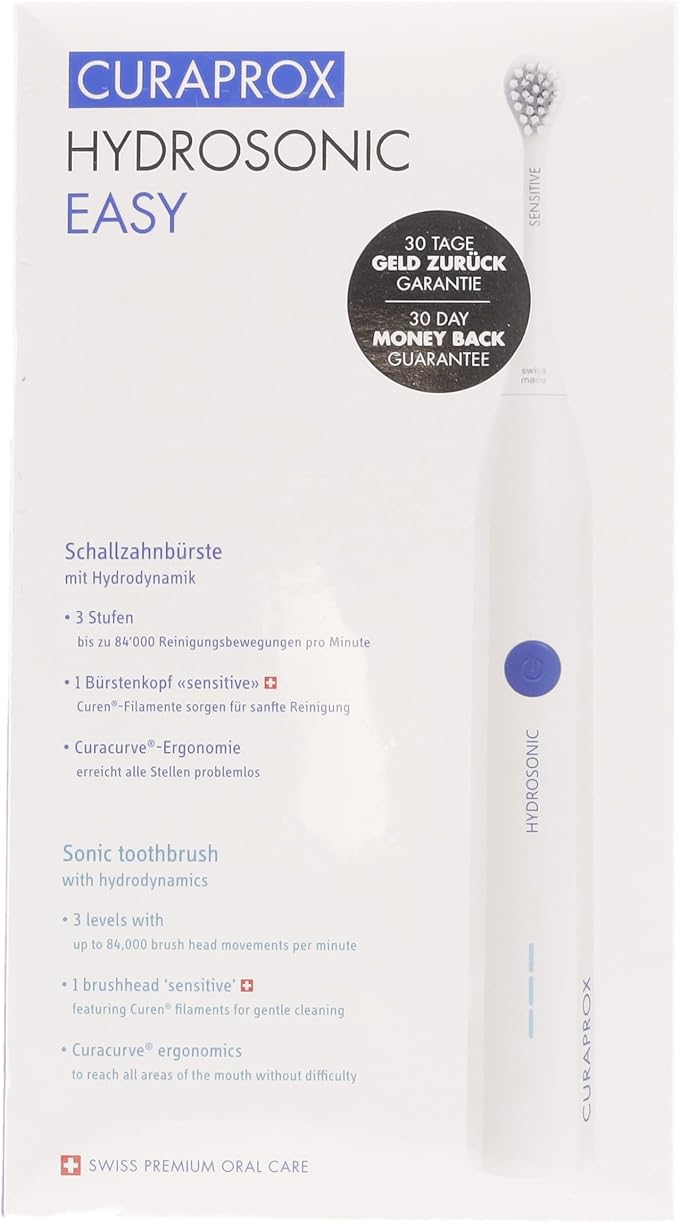 Curaprox Hydrosonic Easy Sonic Toothbrush – for Daily Gum Care and Plaque Control | Simple, Effective, Reliable | One Brush Head