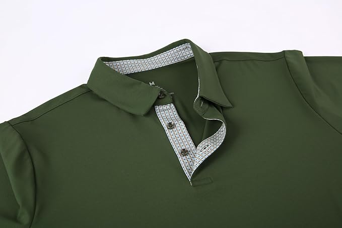 Alex Vando Mens Golf Shirt Moisture Wicking Quick-Dry Solid Short Sleeve Polo Shirts for Men