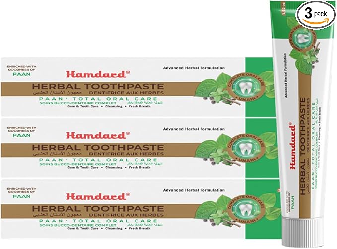 Hamdard Paan Total Oral Care Toothpaste – 100g / 3.53Oz (Pack of 3) | Herbal Ayurvedic Toothpaste with Paan Flavor | Fluoride-Free | Gum Care, Fresh Breath & Natural Oral Hygiene