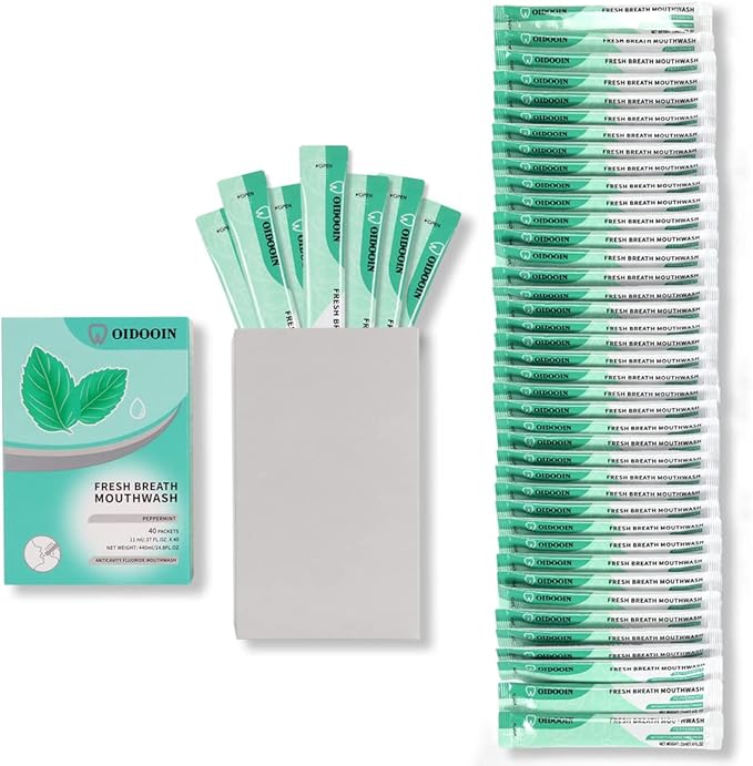 Travel Size Mouthwash Individual Mini Mouthwash for Fresh Breath,for After Meals, Hotels Portable Travel Mouth wash, Bulk Packets 0.4 Fl Oz(Pack of 40)