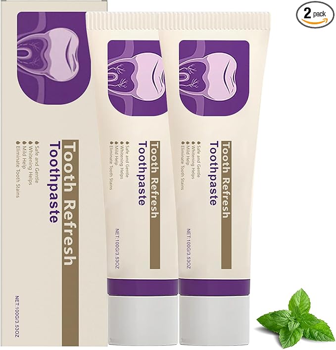 Tooth Refresh Toothpaste, Fresh Breath Toothpaste, Natural Oral Care & Enamel Repair, Helps Remove Coffee, Tea & Wine Stain(2PCS)
