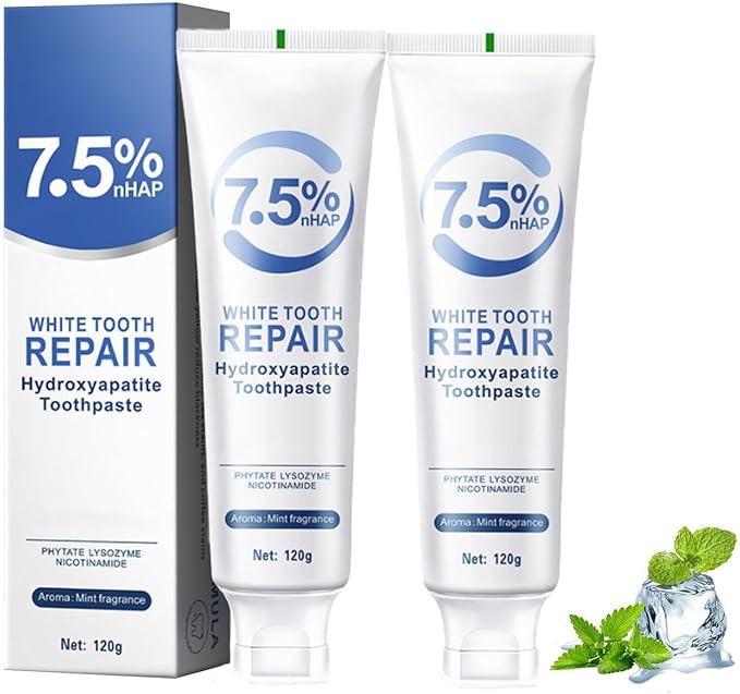 Hydroxyapatite Toothpastes for Enamel Protection and Tooth Strengthening，Gentle and Effective Formula， Fresh Breath, Fluoride-Free Toothpaste for Sensitive Teeth 4.23 oz (2pcs)