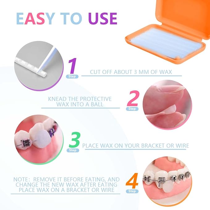 24 Pack Colorful Orthodontic Wax Dental Wax for Braces Wearer