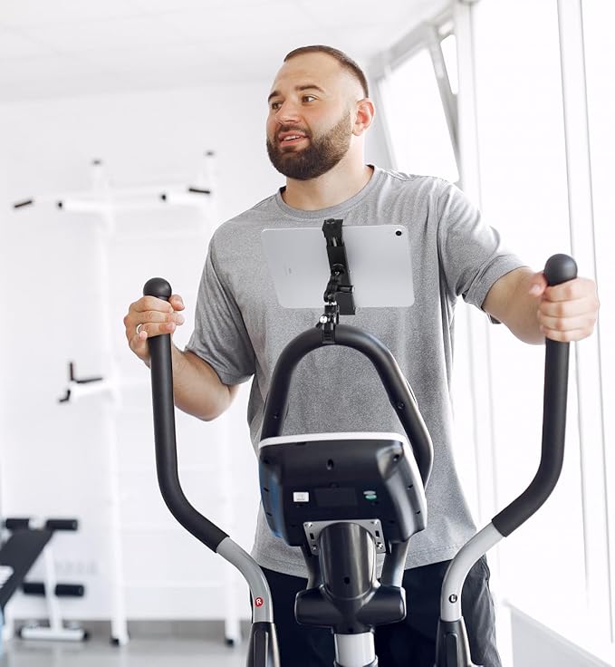 Aluminium Tablet Holder Mount for Spin Bike, iPad Mount Handlebar Clamp for Stroller, Golf Cart, Wheelchair, Scooter, Spin Bike, Music Mic Stand, Compatible with 6.5-12.9" Tablets