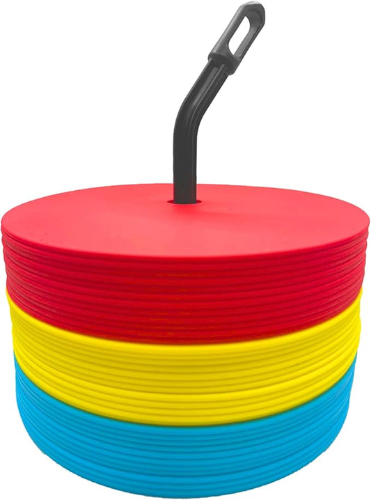 LEZER 6 Inch 8 Inch Flat Cones, Spot Markers, Soccer Cones, Field Court Markers, Sit Spots, Flat Discs, Soccer Training Equipment, Agility Practice, Football, Made in Taiwan