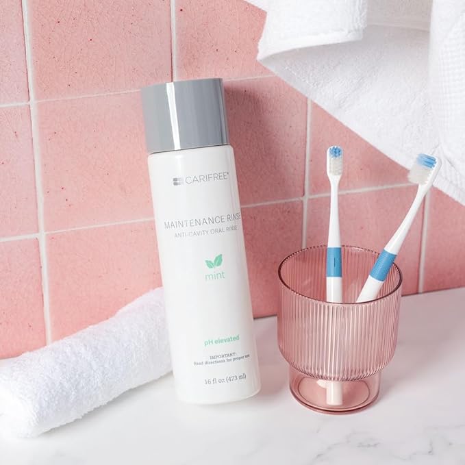 CariFree Maintenance Rinse, Mint Flavor, Anti-Cavity Fluoride Mouthwash, Dentist Recommended, Prevents Oral Decay, Freshens Breath, Alcohol-Free, Neutralizes pH (16 Fl Oz (Pack of 4)