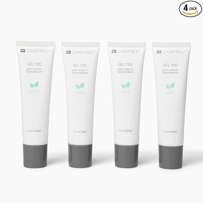 CariFree Gel 1100, Mint Flavored, Anti-Cavity Fluoride Toothpaste with Nano Hydroxyapatite for pH Neutralization, Enamel Protection, Dentist Recommended for Kids and Adults (Pack of 4)