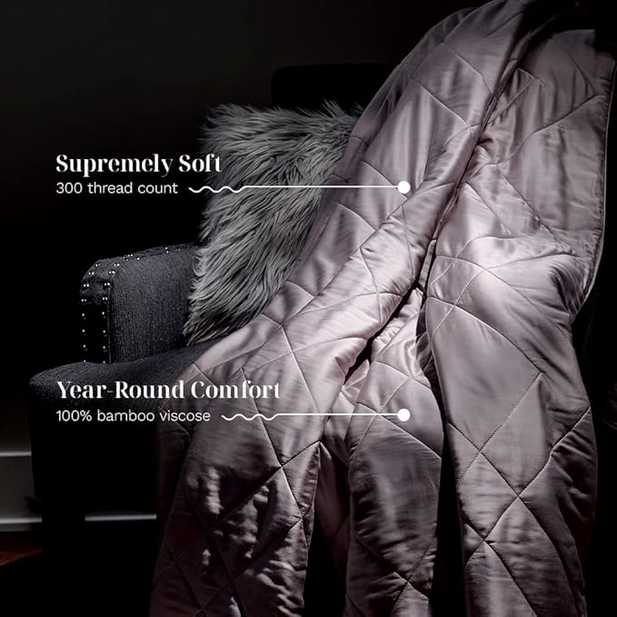 LUXOME Lightweight Blanket | 100% Rayon (Viscose) from Bamboo Fabric & Fill | Full/Queen - 86"x92" | Super Soft | Thermal-Regulating | Dove