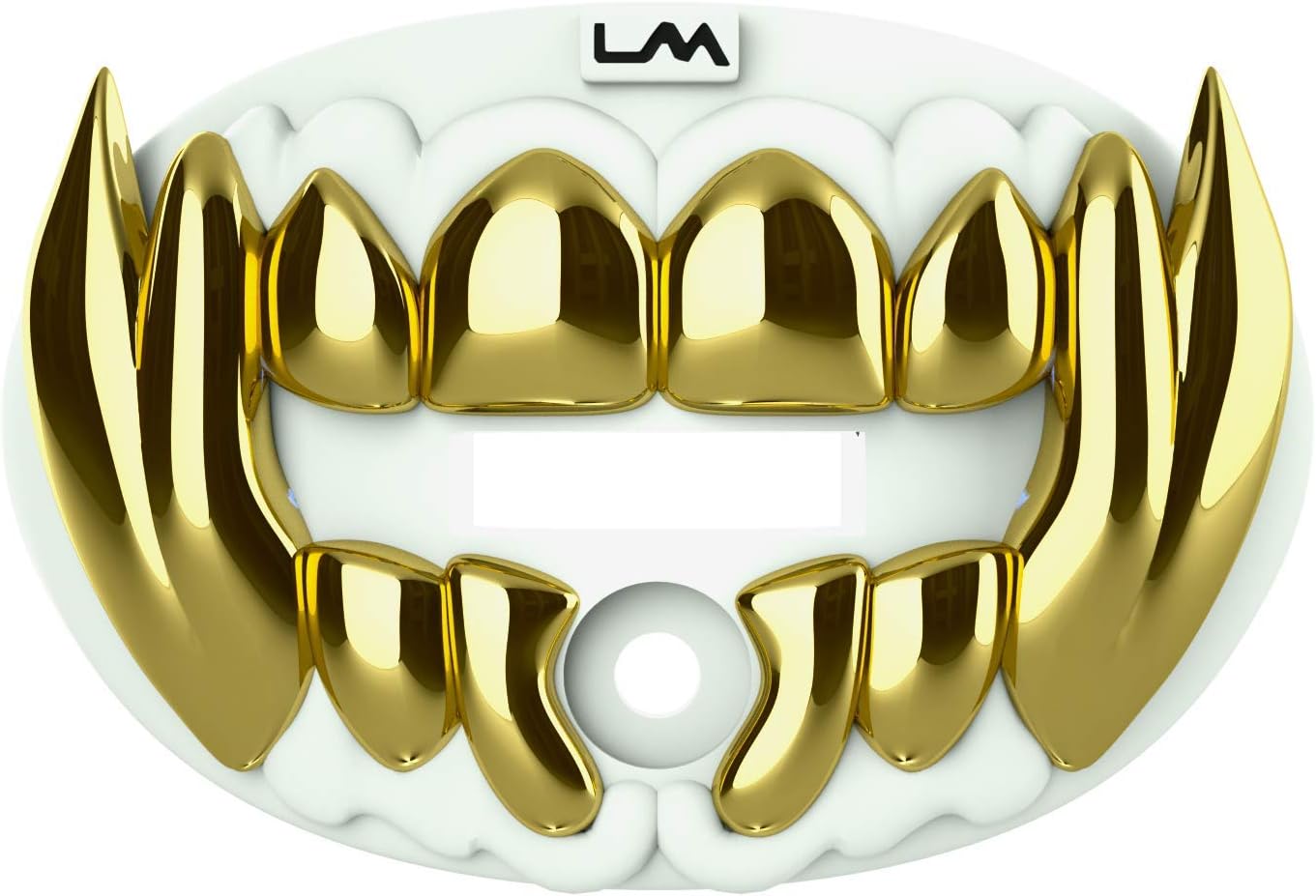 Loudmouth Football Mouth Guard - 3D Chrome Beast Football Mouthpiece, Fits Adult & Youth Ages 5+, Accessories Mouth Guard (3D Beast - Chrome White/Gold)