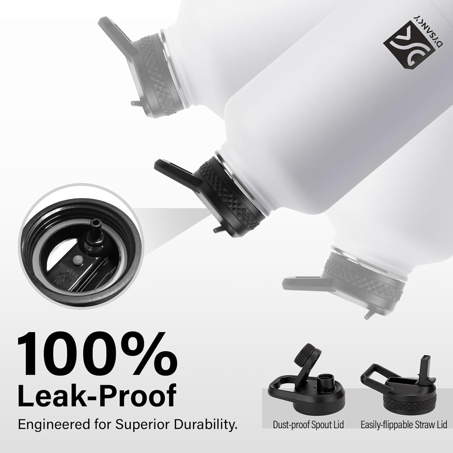 Insulated Water Bottle | Thickened Stainless Steel Vacuum Metal | Portable Sports Half Gallon Large Water Jug for Gym and Hiking with Straw, Carrier Bag, Handle Strap | BPA-Free 64 oz