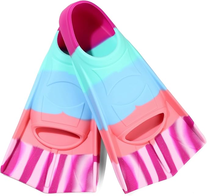 Kids Swim Fins,Short Kids Fins Youth Swimming Flippers for Lap Swimming Training for Children Girls Boys Beginners