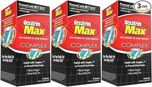 ILIOS Dexatrim Max Complex-7 | Diet Pills to Lose Weight - 7 Powerful Ingredients to Reduce Hunger & Body Fat, Fat Burner Supplements, Weight Loss Pills for Men & Women, 3 Packs w/ 60 Capsules Each