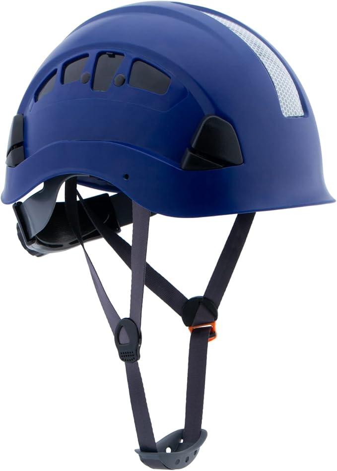 LOHASPRO Hard Hats Construction Safety Helmet ANSI Z89.1 Approved OSHA Hardhat Vented Men Worker Blue Hard Hat with Chin Strap Tree Climbing Rescue Arborist Helmet (P5 Blue)