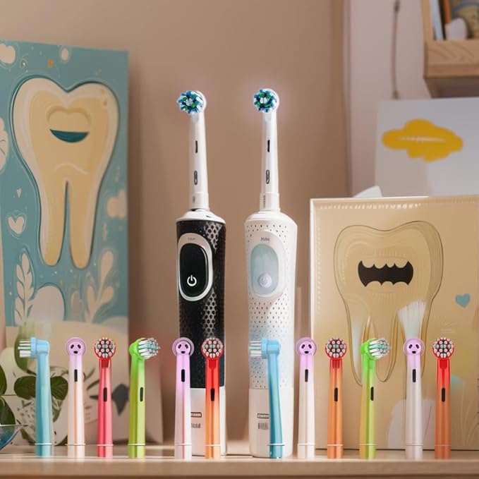 Kids Toothbrush Heads Compatible with Oral B - Electric Toothbrushes, Replacement Brush Heads with Protective Caps, 4/8/12/16 Pack (4)