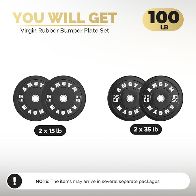 2 Inch Bumper Plates，10-500lbs，Barbell Rubber Olympic Weight Plates Set for Home Gym, Strength Training & Weight Lifting, Multiple Options Colors