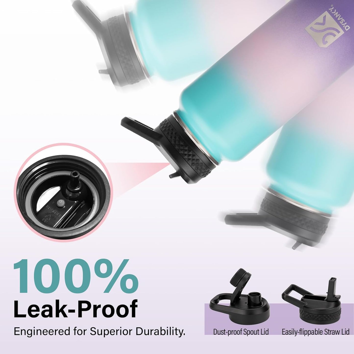 Insulated Water Bottle | Thickened Stainless Steel Vacuum Metal | Portable Sports Water Jug for Gym and Hiking with Straw, Carrier Bag, Handle Strap | BPA-Free 32 oz