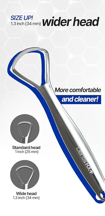 Surgical Steel Tongue Scrapers for Adults and Kids (2 Pack, Different Size), Surgical Steel Tongue Cleaners, Prevent and Reduce Bad Breath