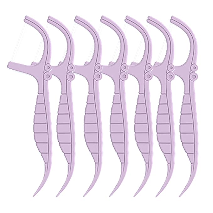 EasyHonor Dental Floss Picks,Twin-Line Lemon Flavor Dental Flossers, Dual Action Flossing System, Easy Carry and Pick, 156 Count Floss Sticks in 3 Portable case.(Purple, Lemon)