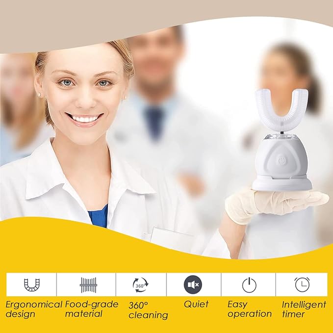 360 Ultrasonic Toothbrush, Automatic Toothbrushes Auto Sonic Tooth Brush, Teeth whitening Brush with Timer & Wireless Charging 360° Ultrasonic Electric Toothbrush for Adult