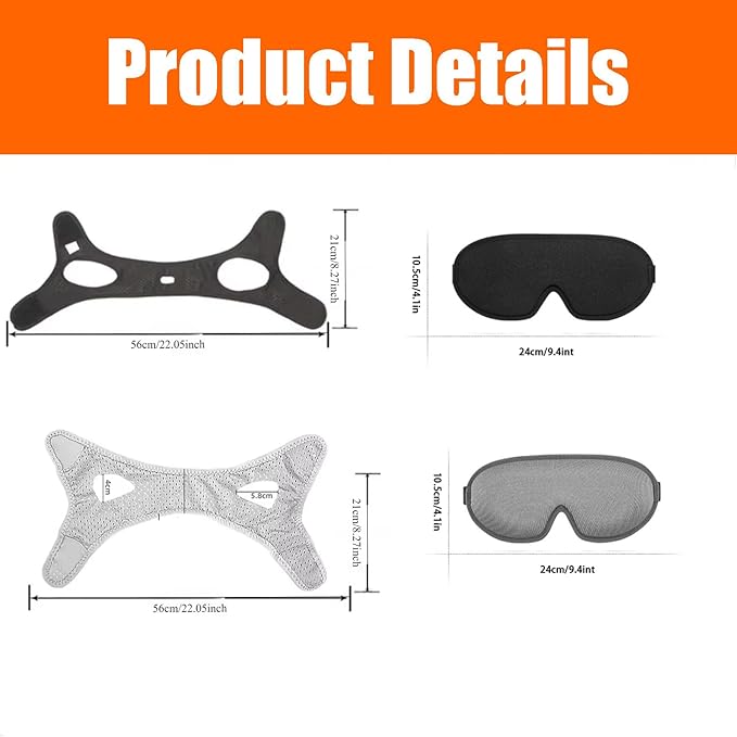 Chin Strap for Sleeping User, Anti Snoring Chin Strap to Keep Mouth Closed, Airflow Jaw Strap for Sleep Apnea, Snoring Cpap Chin Straps for Men Women with Eyeshade, Nasal Strips and Earplugs