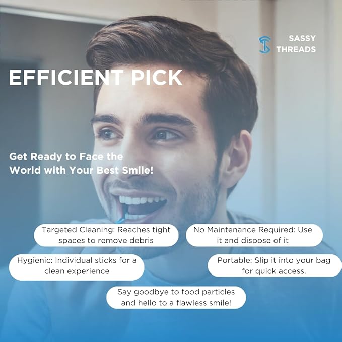 3-in-1 Complete Dental Care Set: Double Thread Floss Picks, Toothpicks, and Tongue Scraper - Your Oral Hygiene Solution with Disposable Floss Sticks for On The Go or Travel
