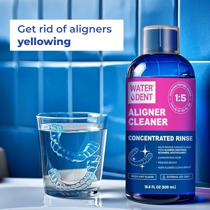 ALIGNER Cleaner Rinse | Concentrated | Clean INVISIALIGN, retainers, dentures, Mouth Guards | 2 Month Supply, (Pack of 1 - Value of 101 fl.oz), Alcohol Free, Minty & Fresh. Made in USA - Pack of 1
