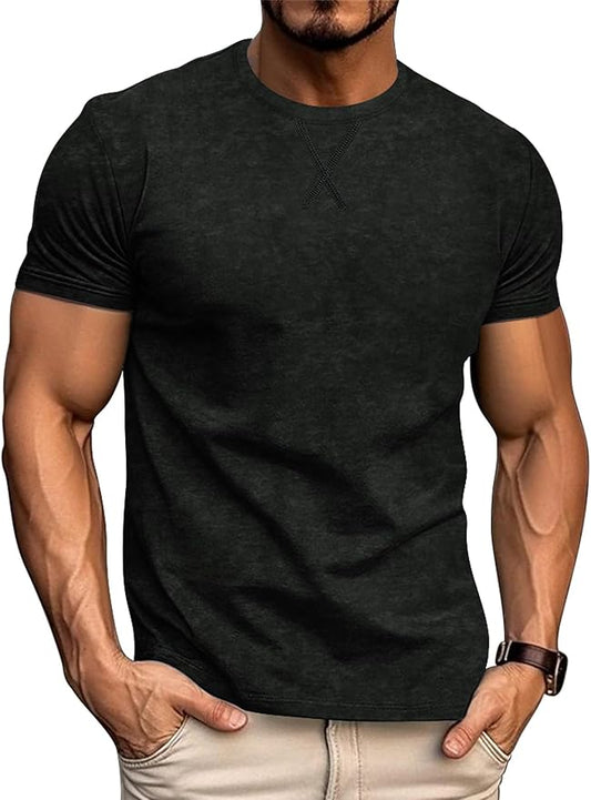 LOGEEYAR Men's Athletic Washed T-Shirts Basic Crew Neck Tees Tops Causal Distressed Cotton T Shirts for Men