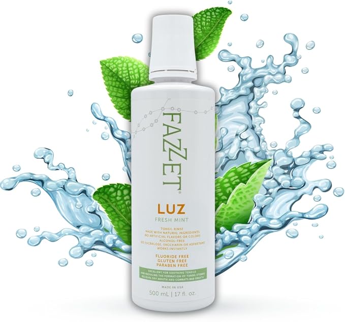 Tonsil Stone Mouthwash for Stone Remover – Tonsil Stone Removal, Treatment of Natural Tonsil Stone, Combat Bad Breath & Get Rid of Dry Mouth – Gluten Paraben & Alcohol Free, Fresh Mint FAZZET LUZ