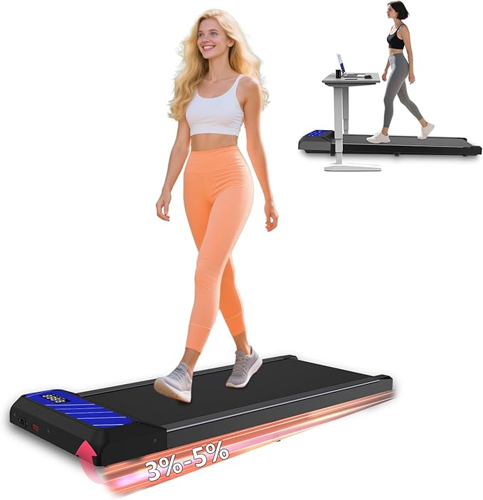 2.5HP Walking Treadmill Pad Incline, Under Desk Treadmill with Remote, 3 in 1 Low Noise Small Walking Mini Pad with Led Screen, Compact Treadmills for Home, 265lbs Capacity