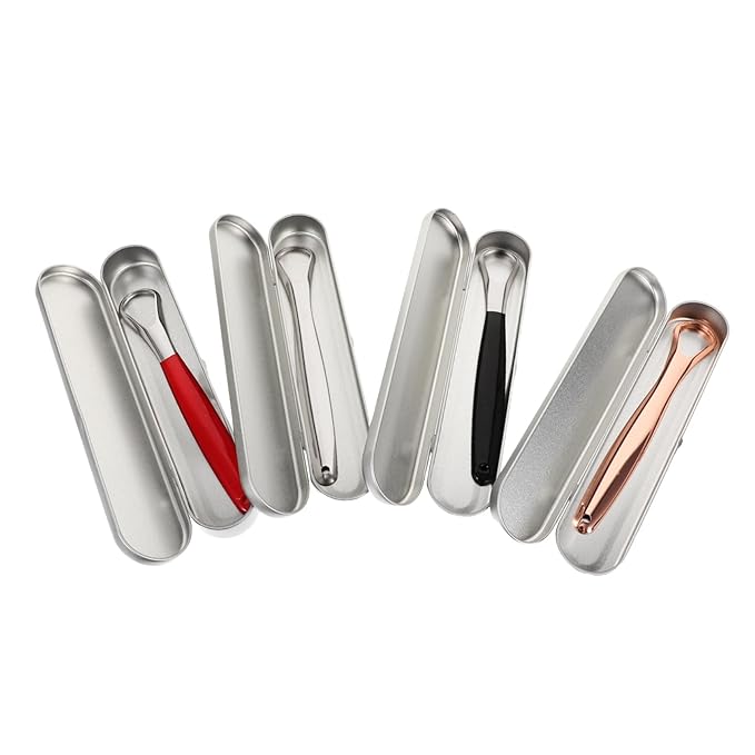 4sets Tongue Coating Cleaning Tool Stainless Steel Double-sided Tongue Scraper for Adults Carrying Case