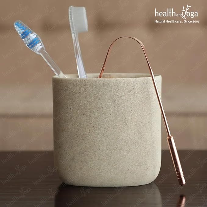 HealthAndYoga™ qSwipe Copper Tongue Cleaner Scraper - Hygienic, Non-Synthetic Grip – Tongue Brush Cleaner (Copper - 1-Pack)