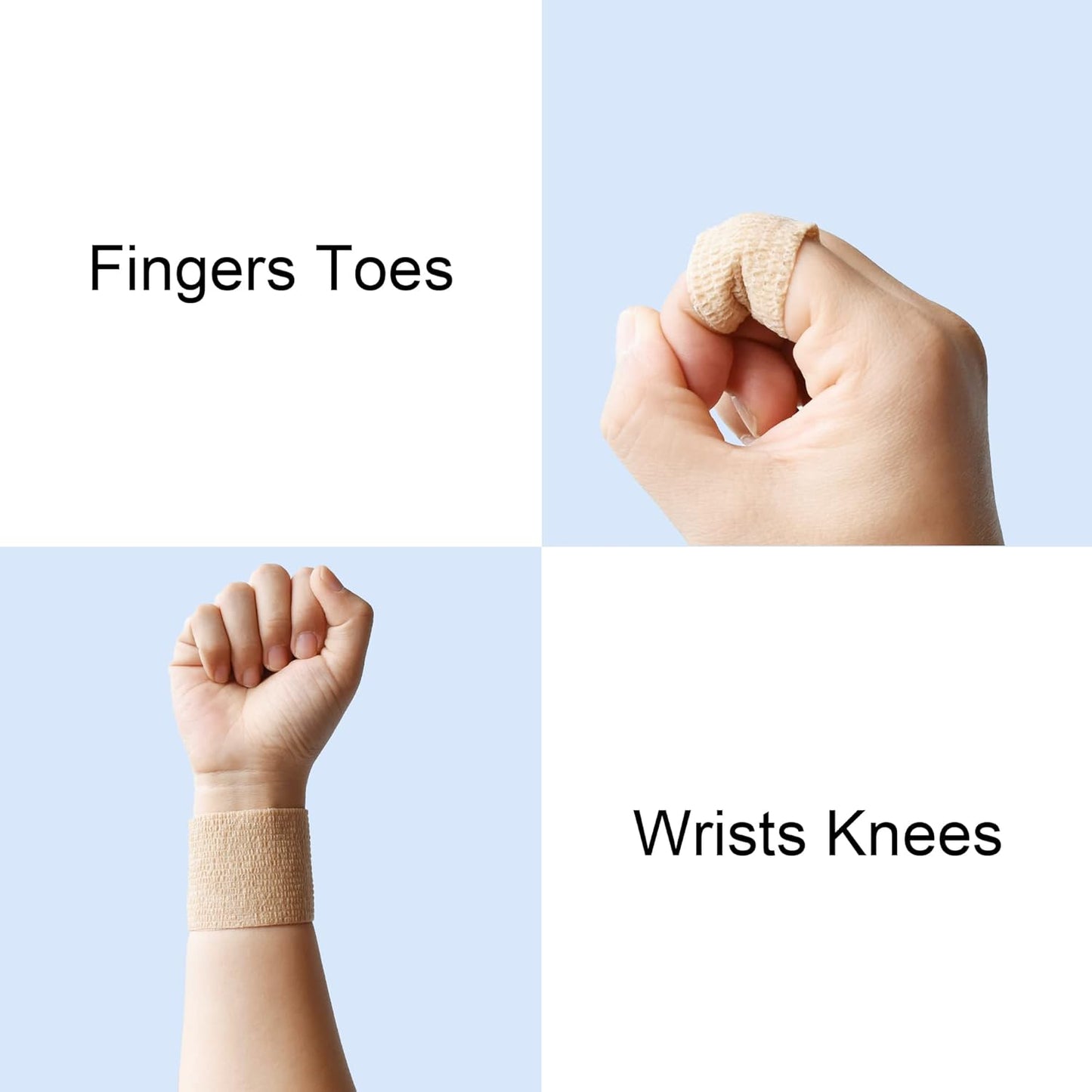 10 Pack Self Adherent Bandage Wrap Elastic Cohesive Bandage Self Adhesive Tape Vet Wrap Tape 2 Size (8Pack 2'' and 2Pack 1''), Skin Color