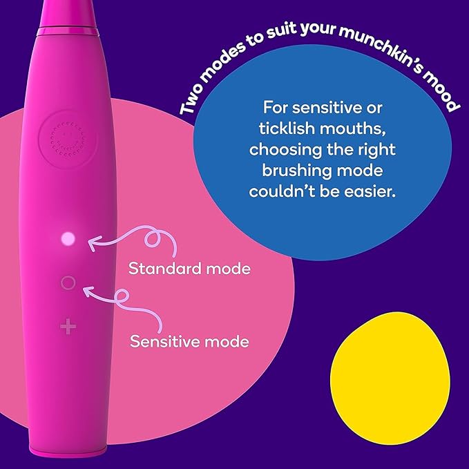 Burst Kids & Toddlers Electric Toothbrush (Pink) | Soft Bristles | Two Minute Timer | Rechargeable Battery | Easy-Grip Silicone Handle | 2 Modes for Healthy Smiles | Ages 3+