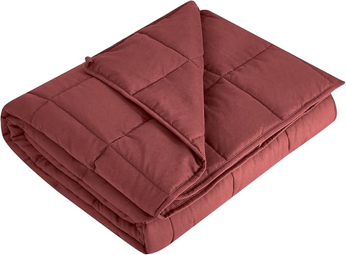 L'AGRATY Weighted Blanket - 60"x80" 15lbs Cooling Breathable Heavy Blanket Microfiber Material with Glass Beads for Adult All-Season Summer Fall Winter Soft Thick Comfort