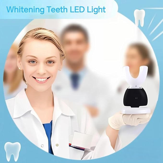 Automatic U-Shaped Ultrasonic 360 Auto Toothbrush with Whitening Blue Light for Adults
