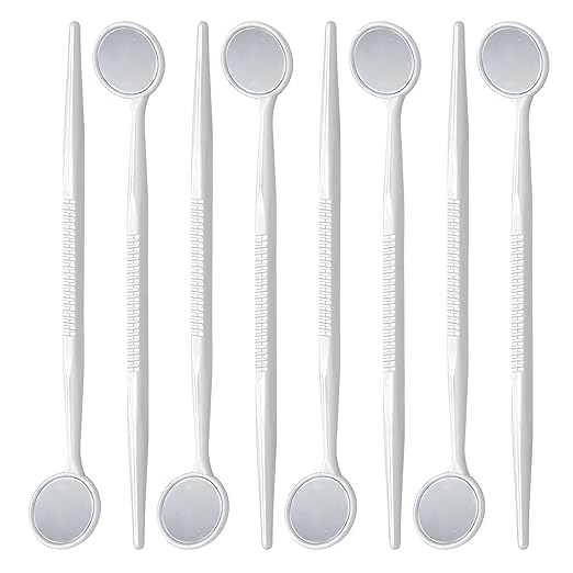 100 PCs Dental Mouth Mirrors by JEVOLVE | White Oral Dental Mirror for Crafting, Jewelry Making, Painting, Model Building, and DIY Projects – Clear Reflection, Easy Handling, Multi-Purpose