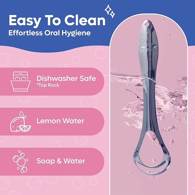 Tongue Scraper For Adults - Dual Head Stainless Steel Tongue Cleaner Travel Metal Case | Bad Breath Mouth Treatment | Best Disposable Metal Plastic-Free Scrubber | Oral Care Hygiene Essential Kit, 2pk