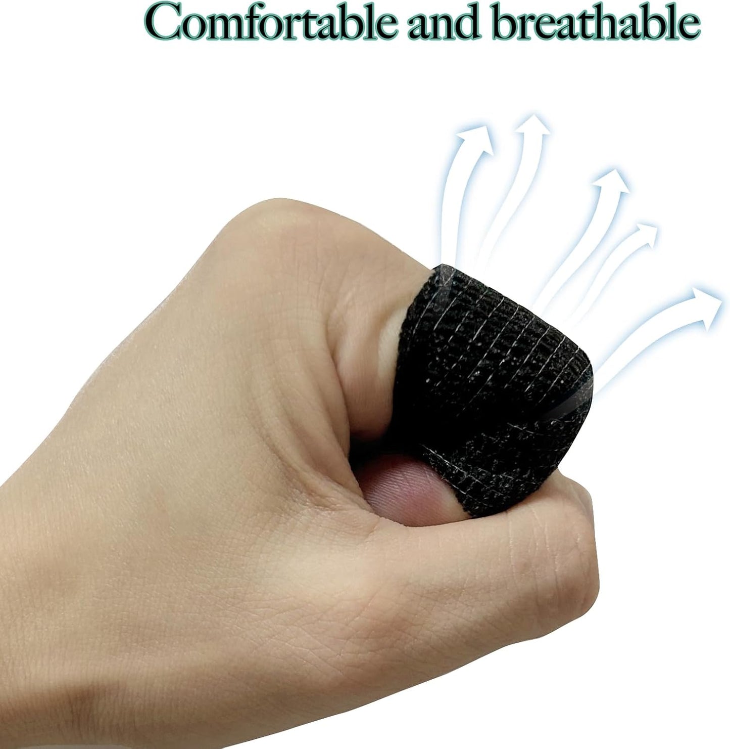 32 Rolls Self Adhesive Bandage Wrap 2 inch Cohesive Bandage Wrap Stretch Bandages Wraps Tape Black Elastic Self-Adherent Tape for Wrist Ankle Sports Swelling Sprains