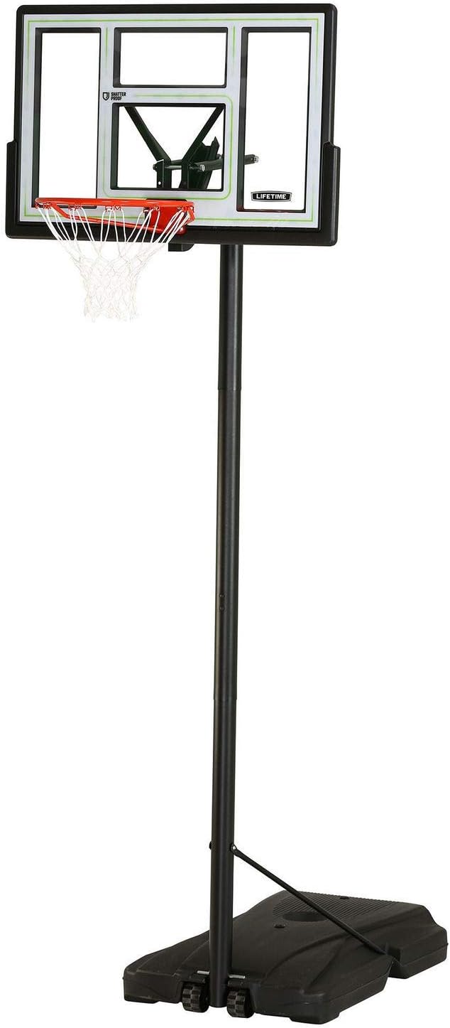 Lifetime Pro Court Height Adjustable Portable Basketball System, 44 Inch Backboard, Blue/White