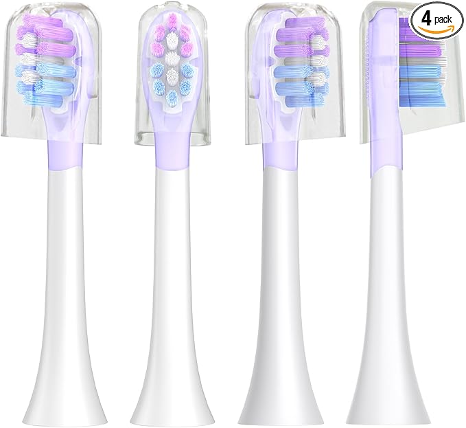 ASYH 4Pcs Replacement Toothbrush Heads Compatible with Philips Sonicare Snap-on Electric Toothbrushes, Medium Soft Brush Heads (Pruple)
