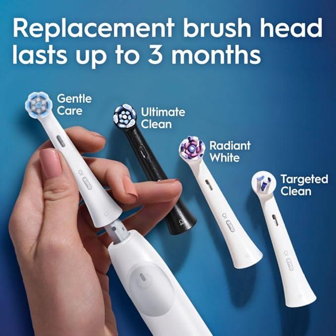 Oral-B iO Series 2 Rechargeable Electric Powered Toothbrush Starter Kit, Pure White with 2 Brush Heads - Automatic Pressure Sensor to Protect Gums - 3 Modes - 2 Min Timer