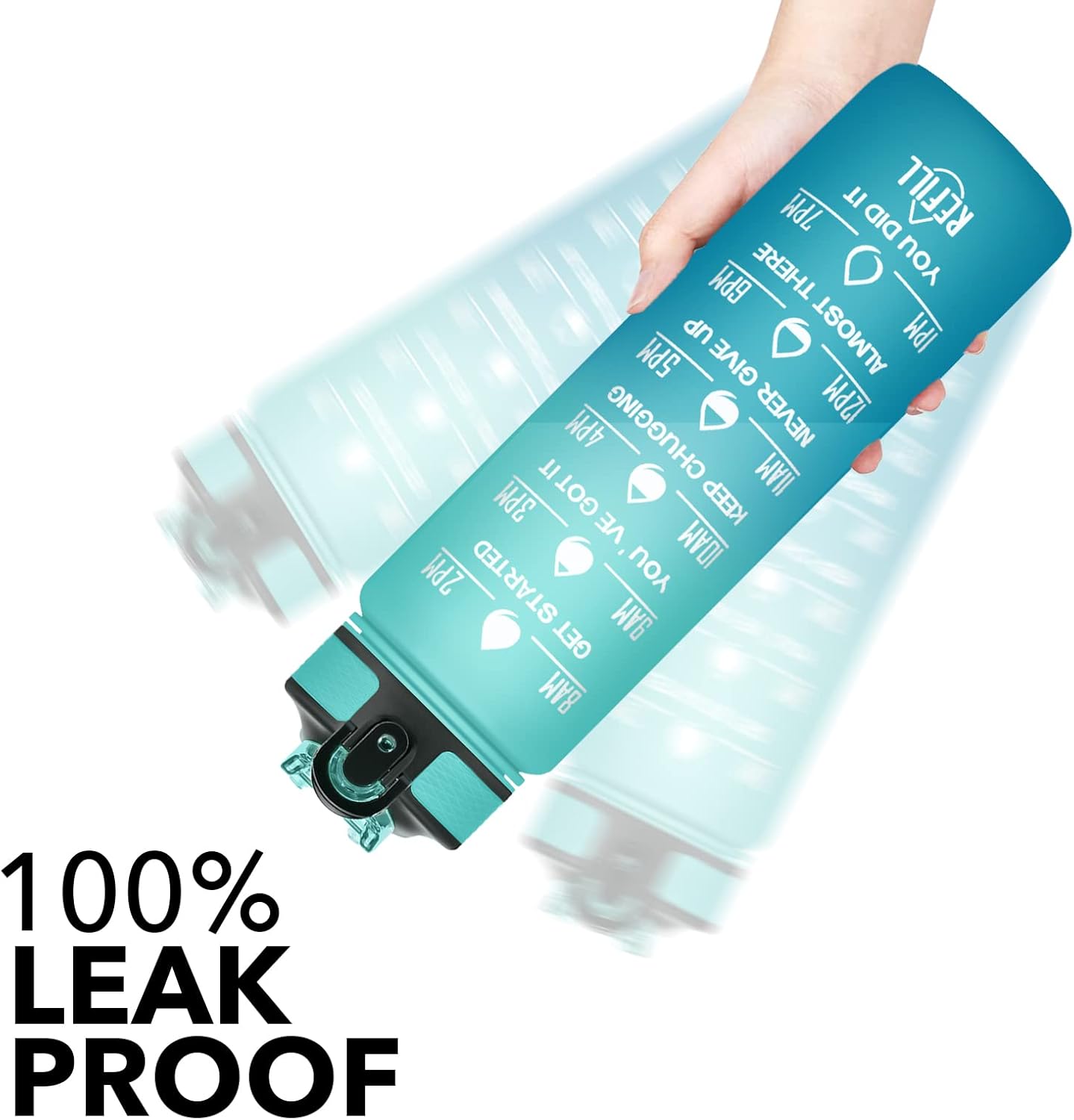 Hyeta 32 oz Water Bottles with Times to Drink and Straw, Motivational Water Bottle with Time Marker, Leakproof, Drinking Sports Water Bottle for Fitness, Gym and Outdoor