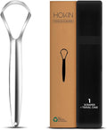 HOKIN Tongue Scraper for Adults with Travel Case (1Pcs Oral Care Pack) - 100% Metal Spoon Shaped Tongue Cleaner, Tough Scraper for Oral Hygiene