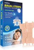 50 Count Nasal Strips for Snoring, ZenithHome New Upgraded 3 Spring Bands Nose Strips for Breathing, Snoring Solution for Sports and Sleep, Help Stop Snoring and Nasal Congestion Relief (66mm*22mm)