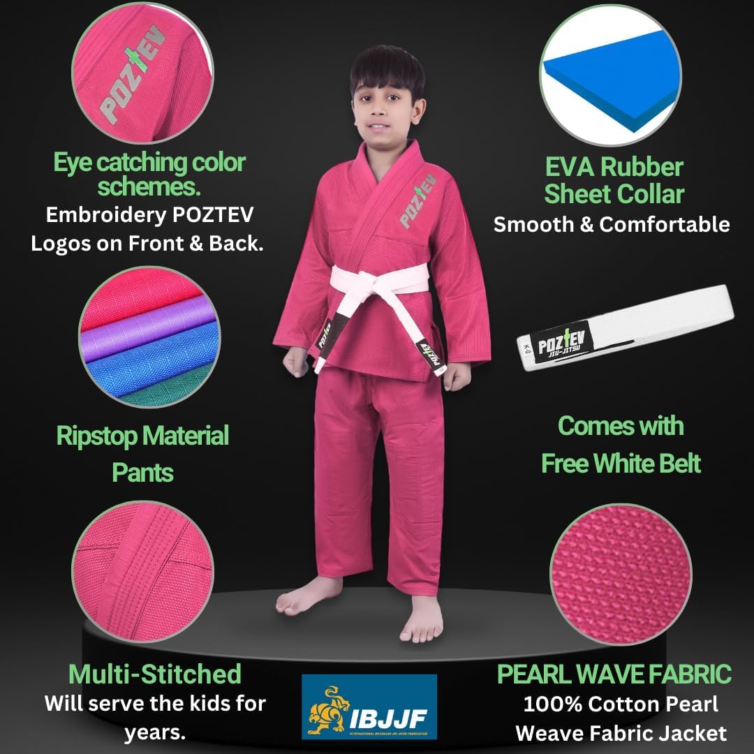 Kids Brazilian Jiu Jitsu Gi For Kids BJJ Gi Youth Grappling Kimonos Preshrunk Lightweight Martial Arts Uniform