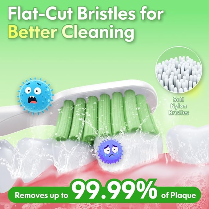 Kids Electric Toothbrush Rechargeable Age 3-5-6-12-18 Year Old, Dinosaur Toothbrush for Kids with Timer 3 Modes 4 Vibrating Heads Habit Stickers 31000VPM Boys Electric Toothbrush (Dinosaur White)